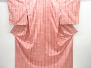 未使用品　変わり格子織り出し手織り紬着物